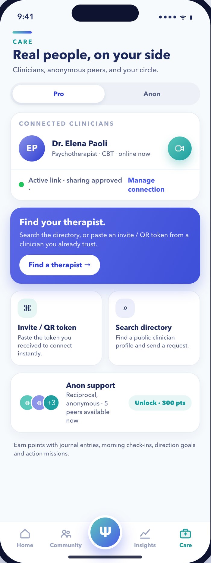 WeSelf app — care, clinicians and anonymous support
