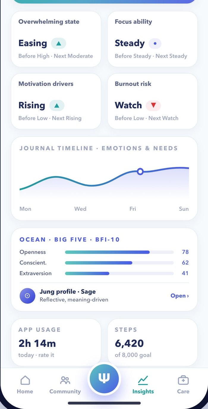WeSelf app — insights, now before next